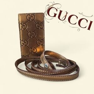 Gucci Guccissima Gold Leather Ipod Lanyard Or Belt Holder